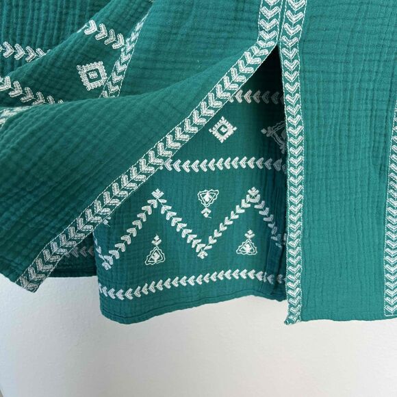 Soft Surroundings Size XS Dress Teal Peasant Long Sleeves Embroidery - Picture 10 of 13